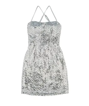 Alyce Women Silver Macy Sequin Lace Up Dress