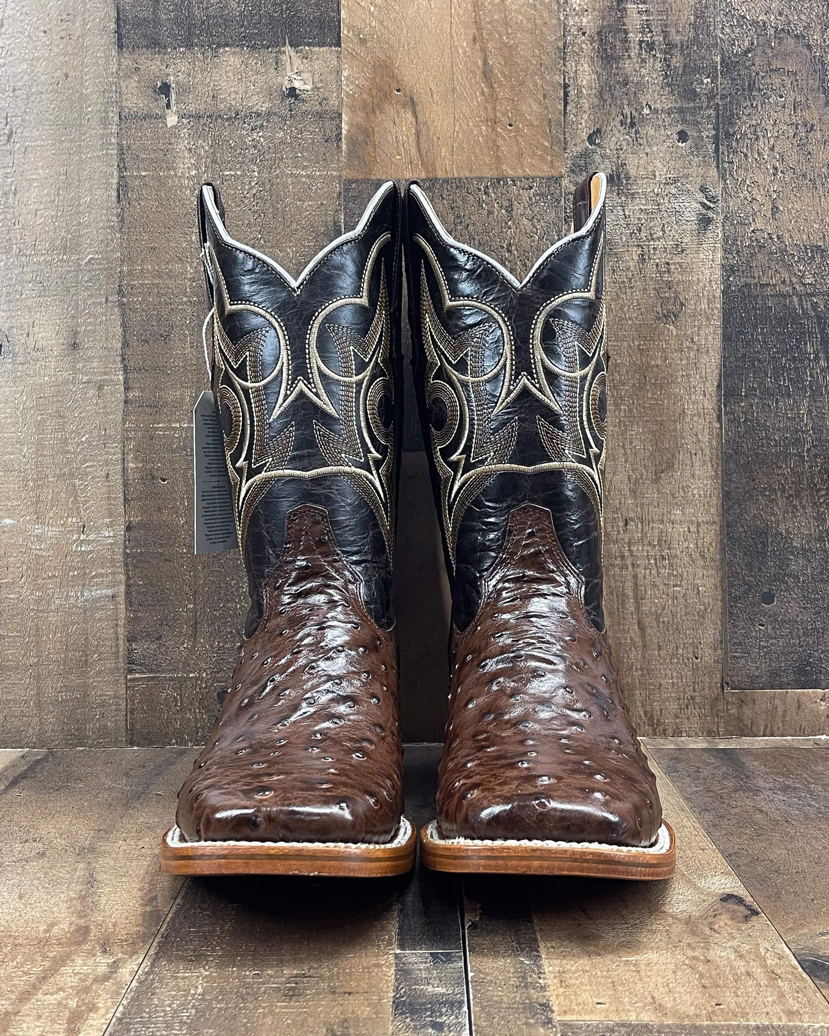 BROWN OSTRICH AV1 | MEN SQUARE TOE COWBOY BOOTS