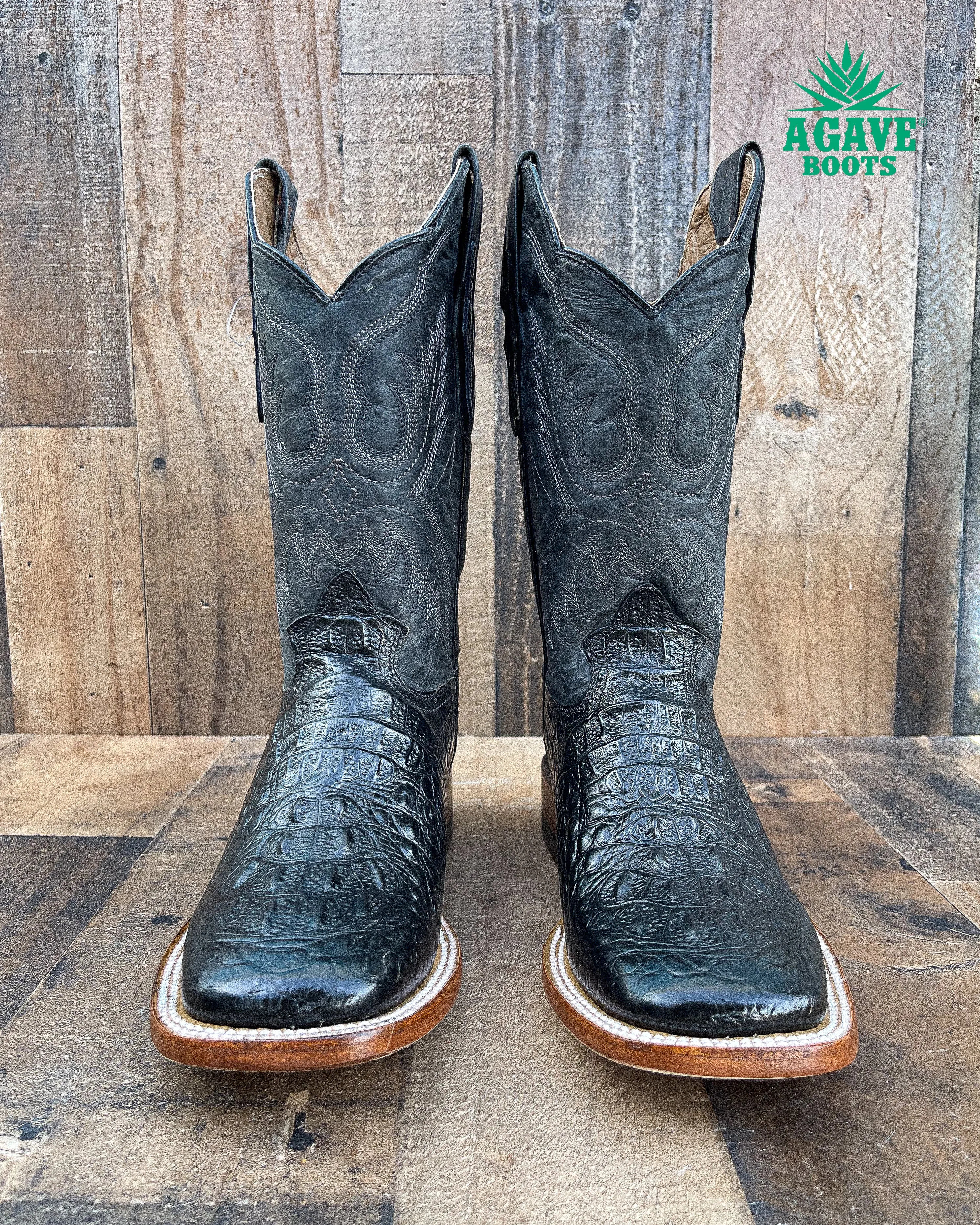 CAIMAN NECK BLACK | MEN SQUARE TOE BOOTS