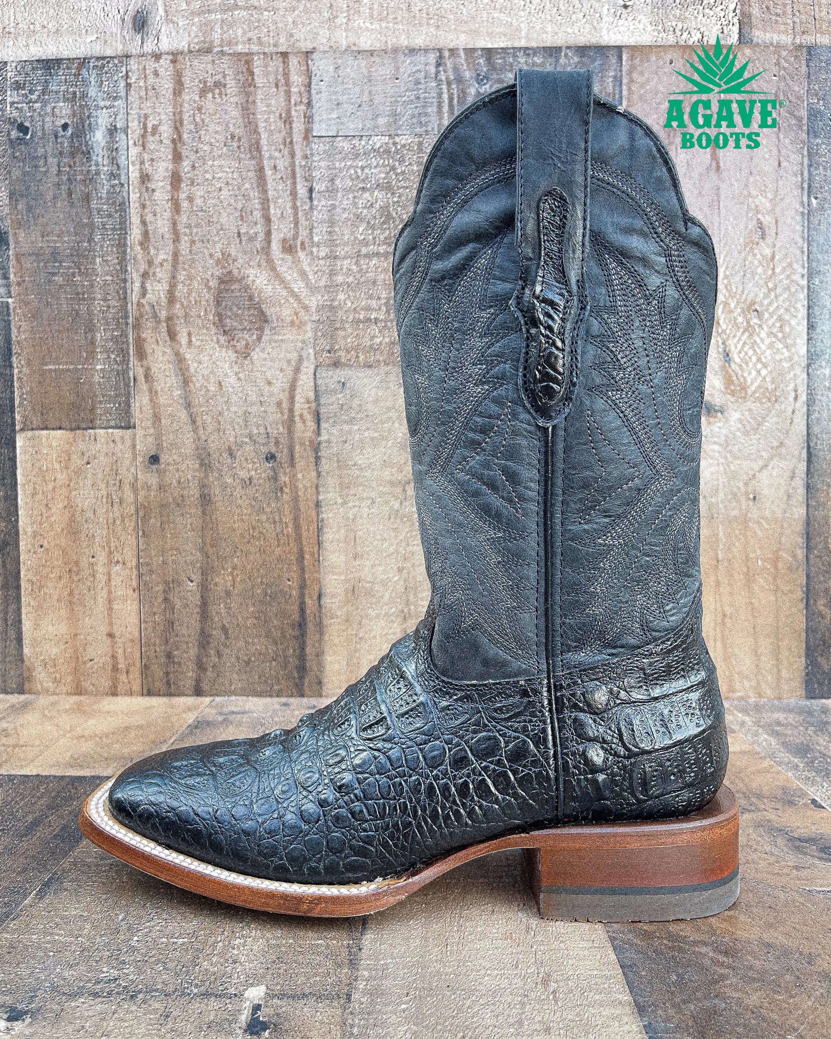 CAIMAN NECK BLACK | MEN SQUARE TOE BOOTS