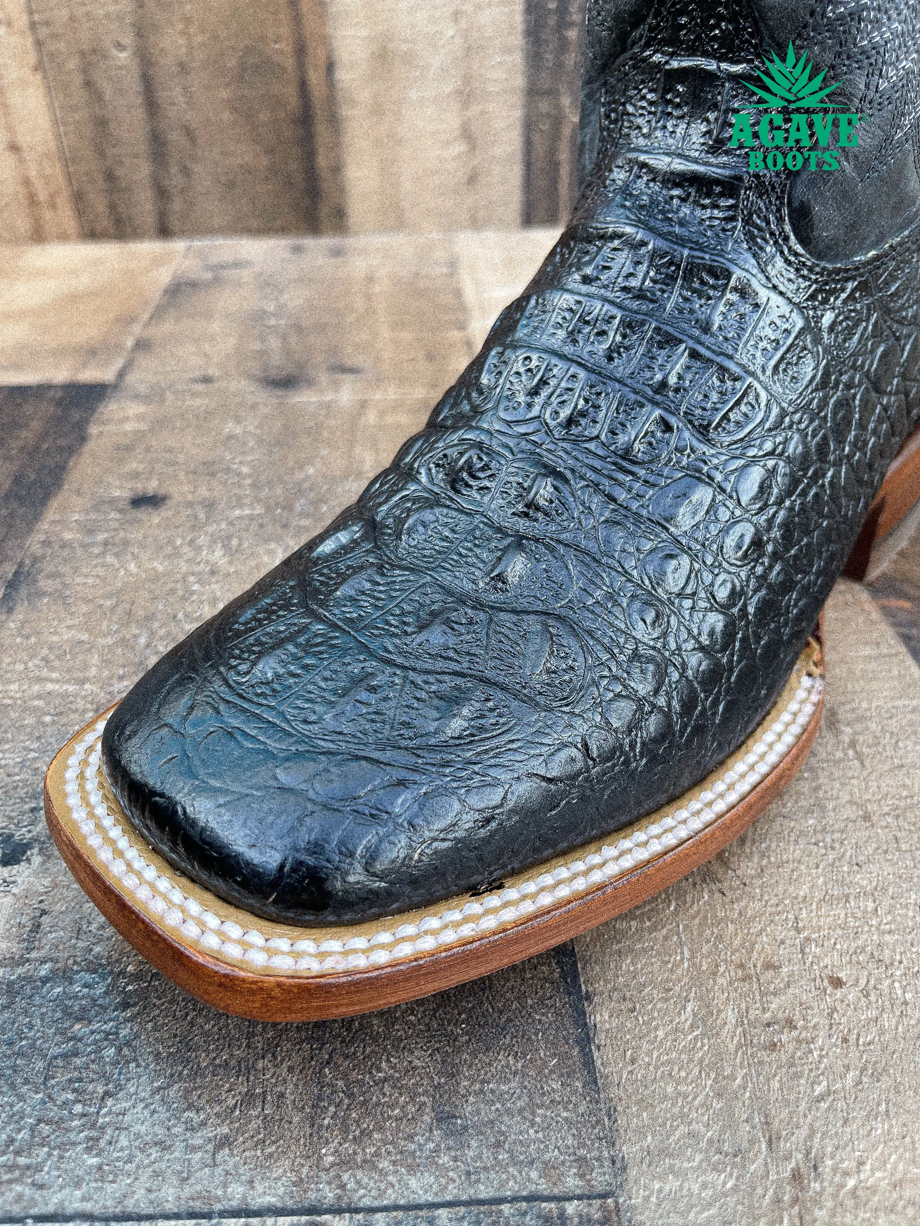 CAIMAN NECK BLACK | MEN SQUARE TOE BOOTS