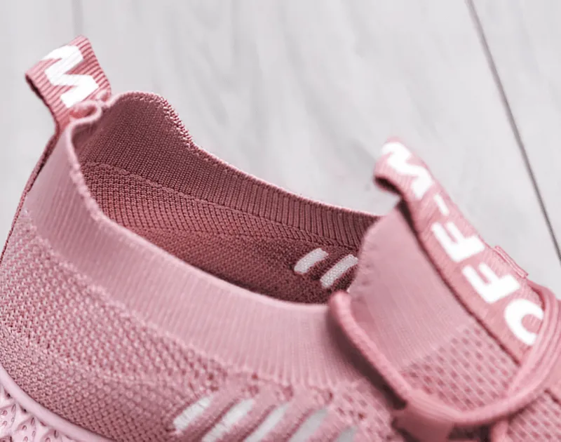 Casual Lace-Up Flat Bottom Shoes For Women / Mesh Breathable Sneakers - SF0265