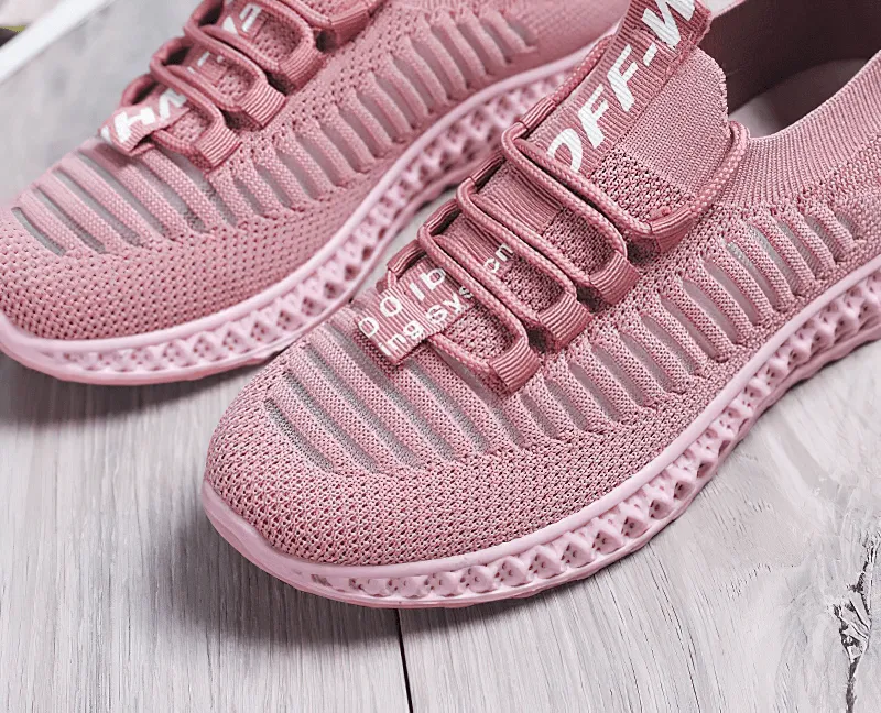 Casual Lace-Up Flat Bottom Shoes For Women / Mesh Breathable Sneakers - SF0265