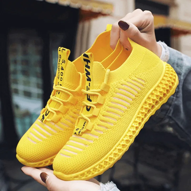 Casual Lace-Up Flat Bottom Shoes For Women / Mesh Breathable Sneakers - SF0265