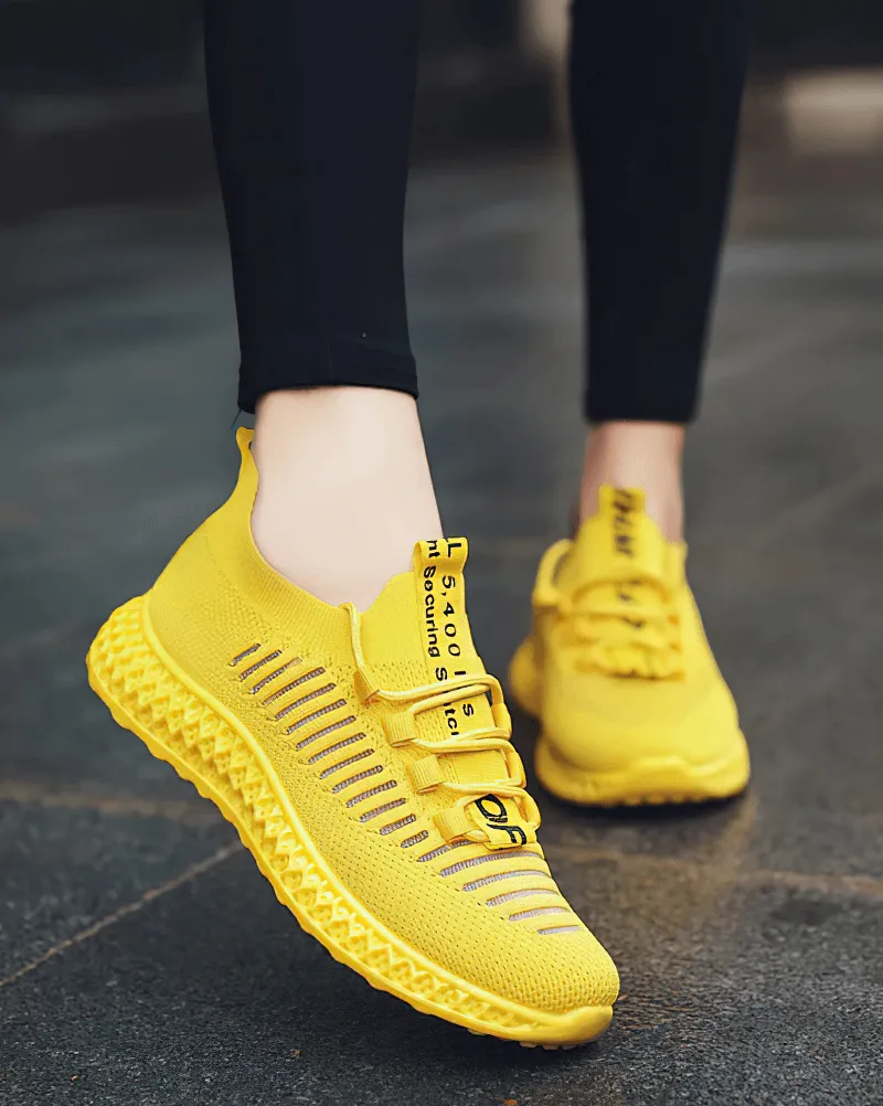 Casual Lace-Up Flat Bottom Shoes For Women / Mesh Breathable Sneakers - SF0265