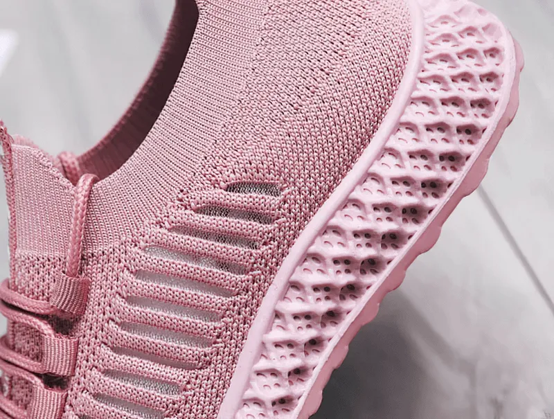 Casual Lace-Up Flat Bottom Shoes For Women / Mesh Breathable Sneakers - SF0265