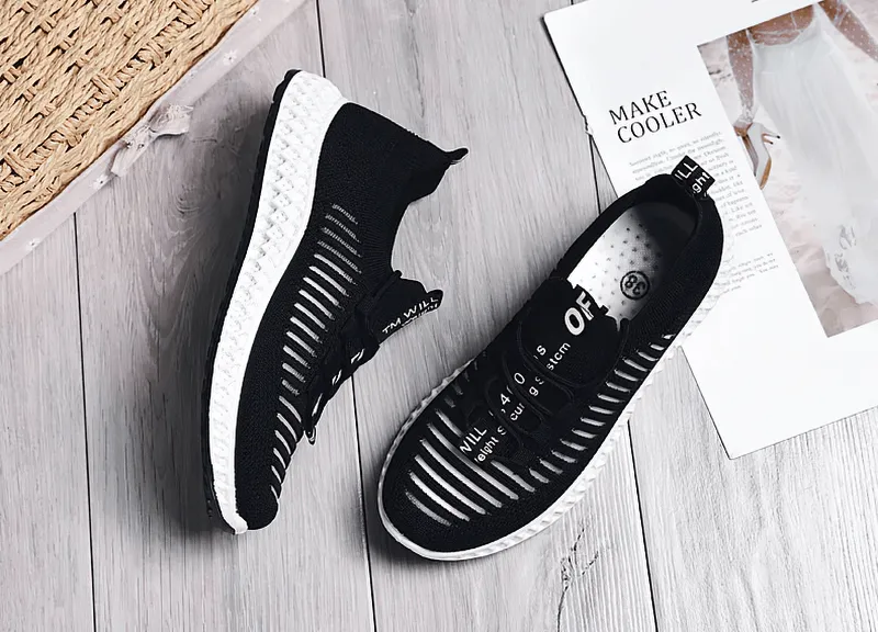 Casual Lace-Up Flat Bottom Shoes For Women / Mesh Breathable Sneakers - SF0265