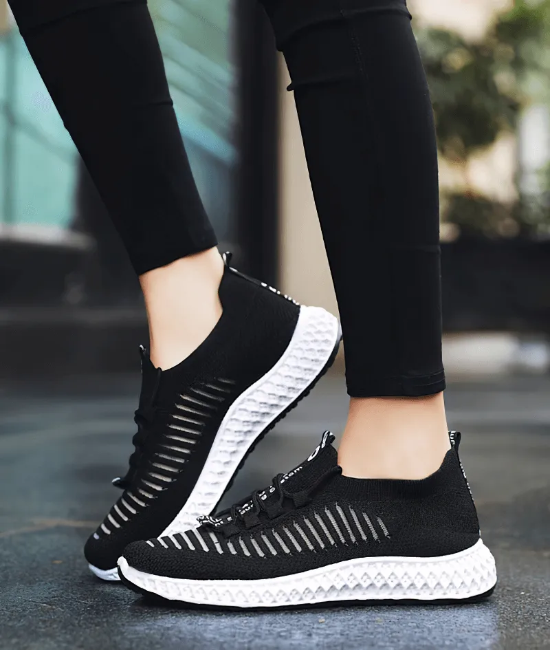 Casual Lace-Up Flat Bottom Shoes For Women / Mesh Breathable Sneakers - SF0265