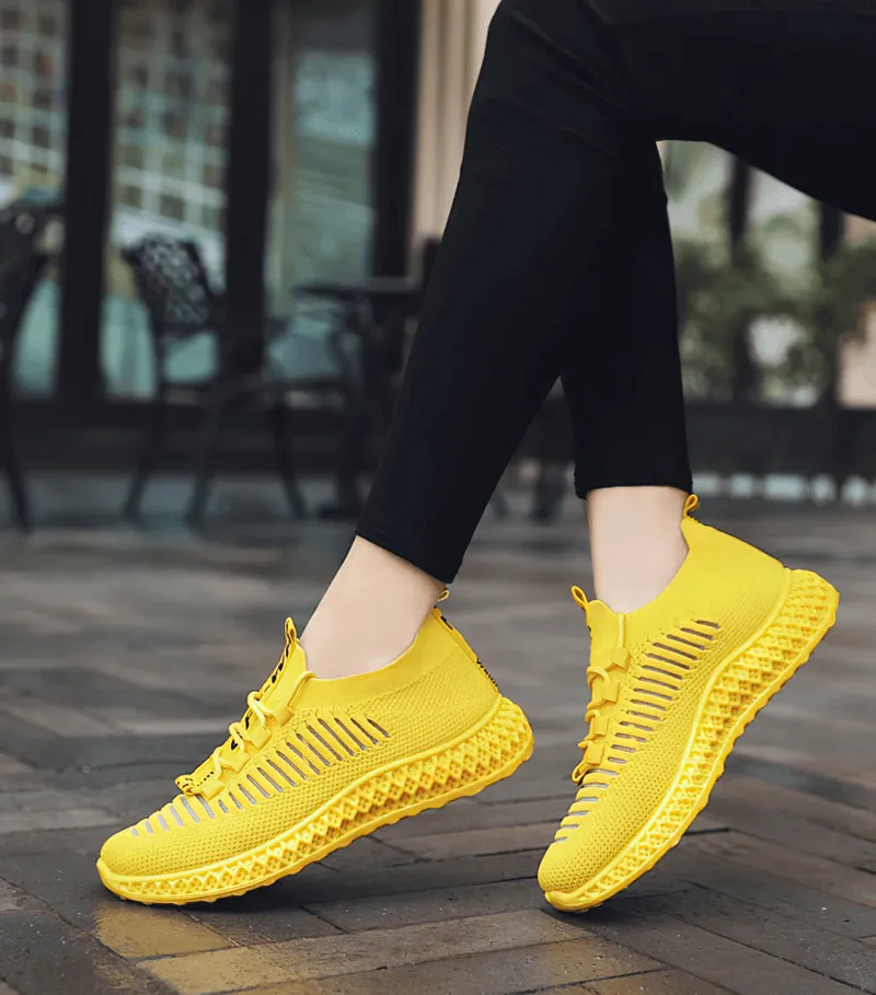 Casual Lace-Up Flat Bottom Shoes For Women / Mesh Breathable Sneakers - SF0265