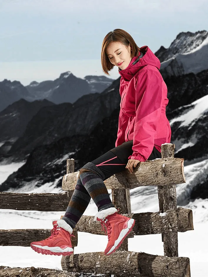Casual Lace-Up Leather Boots with Fur / Female Warm Snow Boots - SF0287