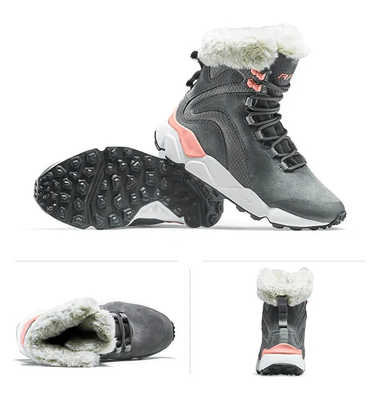 Casual Lace-Up Leather Boots with Fur / Female Warm Snow Boots - SF0287