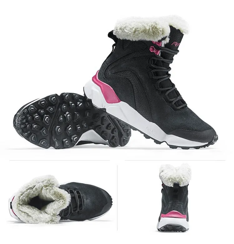 Casual Lace-Up Leather Boots with Fur / Female Warm Snow Boots - SF0287