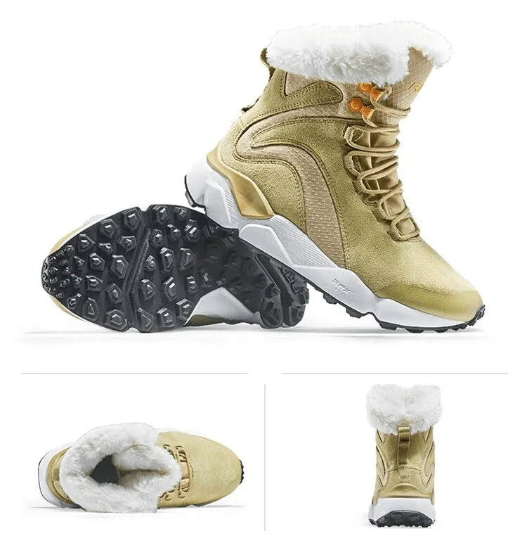 Casual Lace-Up Leather Boots with Fur / Female Warm Snow Boots - SF0287