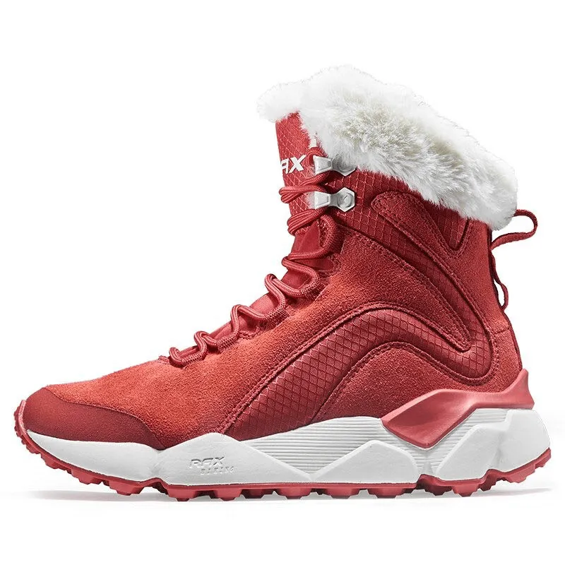 Casual Lace-Up Leather Boots with Fur / Female Warm Snow Boots - SF0287