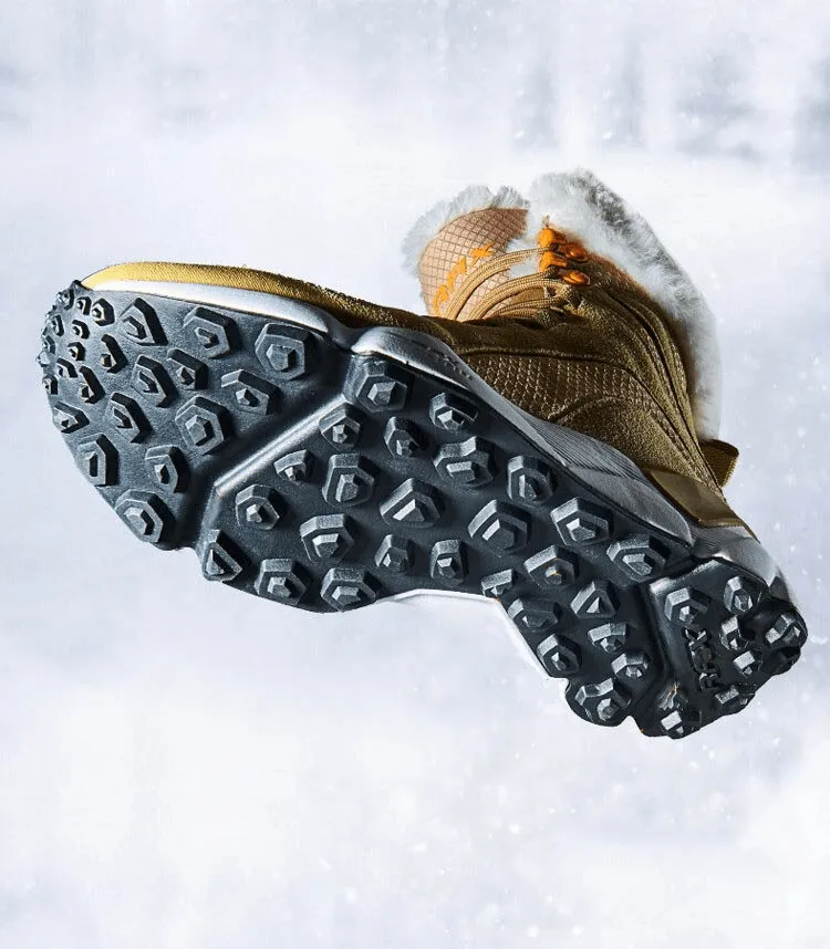 Casual Lace-Up Leather Boots with Fur / Female Warm Snow Boots - SF0287