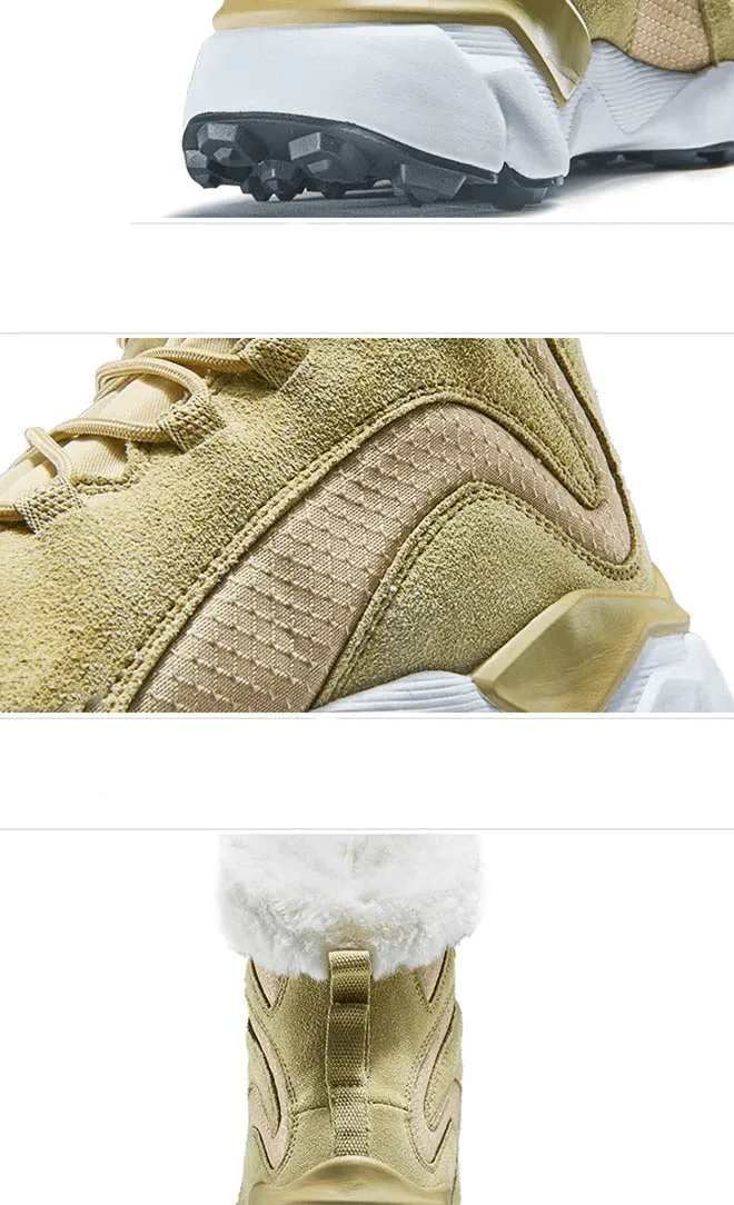 Casual Lace-Up Leather Boots with Fur / Female Warm Snow Boots - SF0287