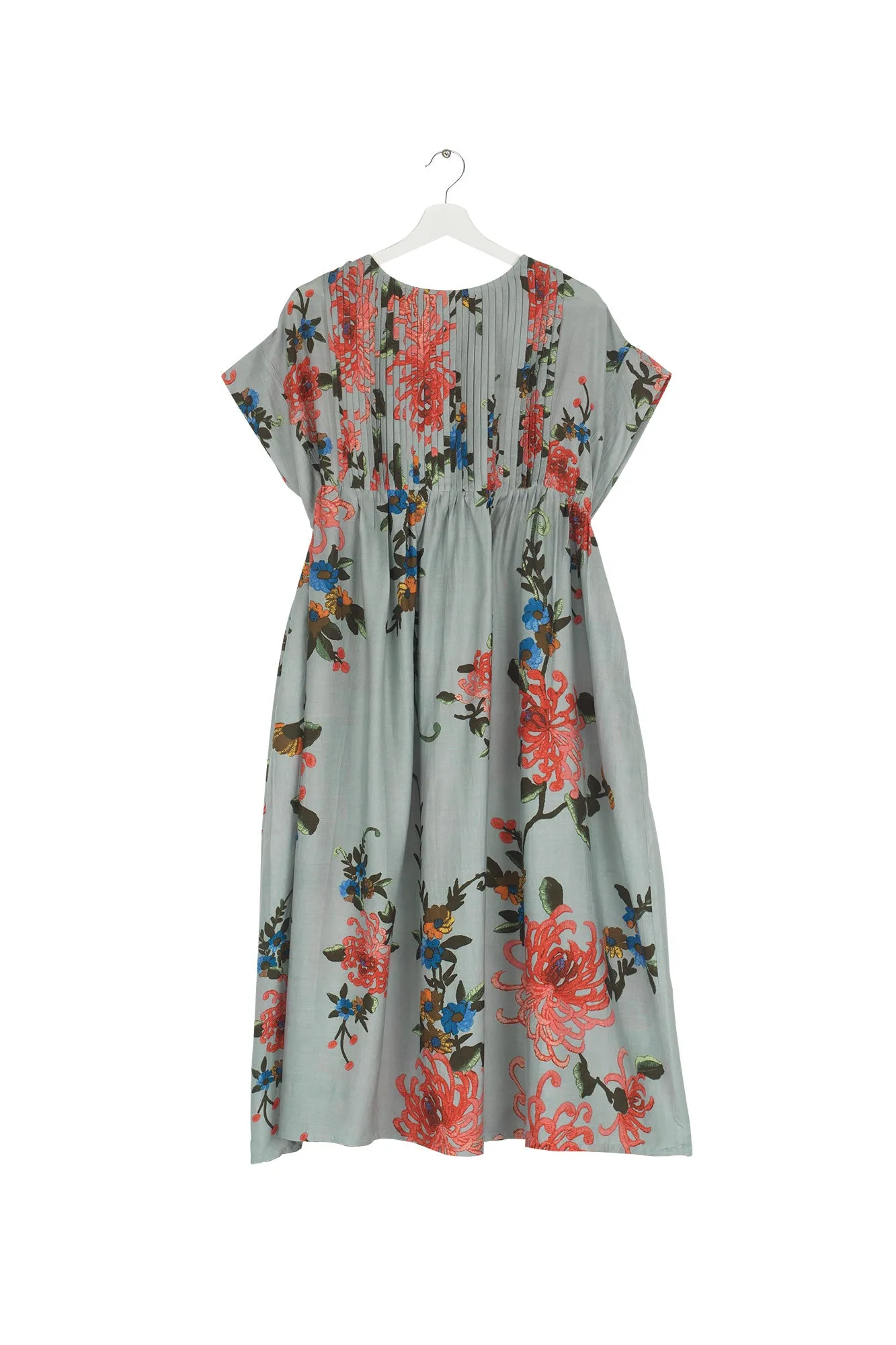 Chrysanthemum Aqua Pleat Dress