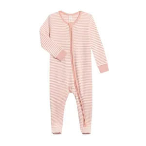 Colored Organics Peyton Footed Sleeper- Blush Stripe