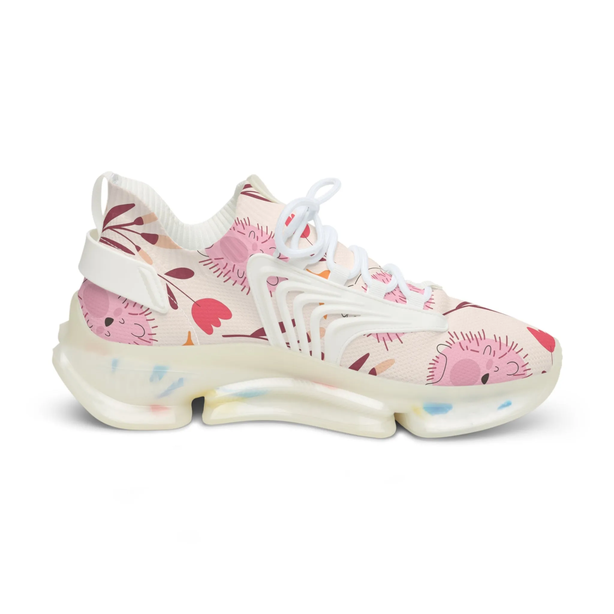 Cute Pink Hedgehog Men's Mesh Sneakers