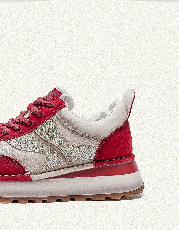 Diamond Decor Lace-up Casual Sneakers for Women
