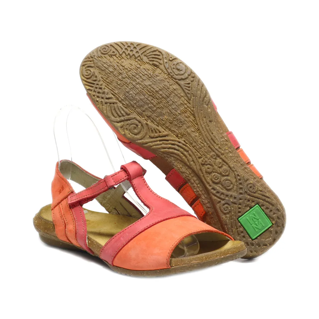 El Naturalista Flat Sandals Leather Pink Colour For Women