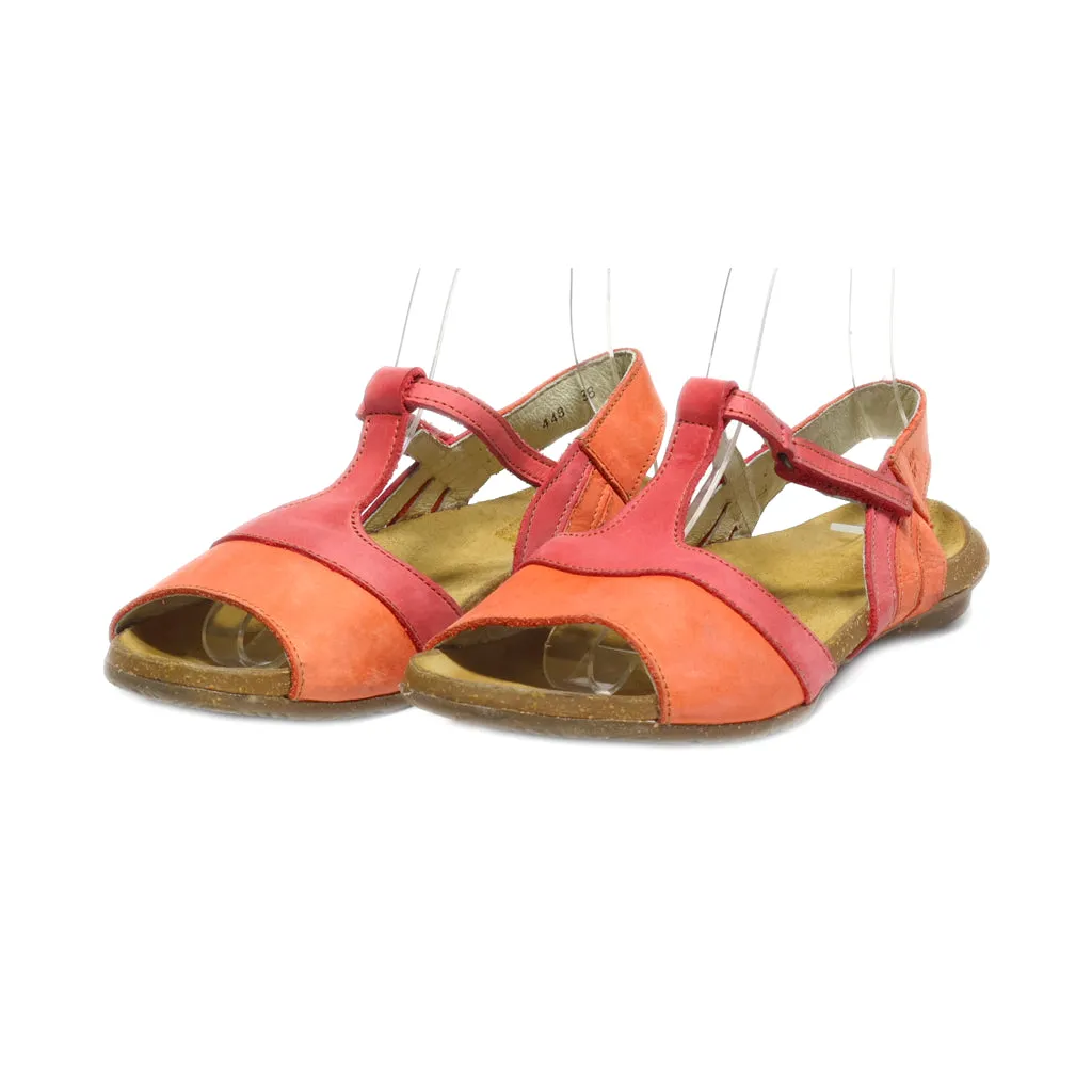 El Naturalista Flat Sandals Leather Pink Colour For Women