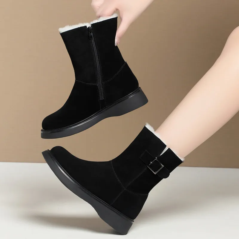 Fashion Velvet Padded Thick Snow Boots For Women