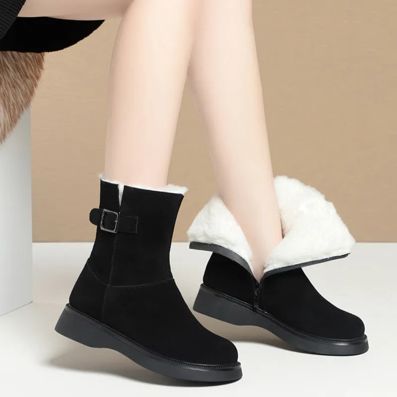 Fashion Velvet Padded Thick Snow Boots For Women