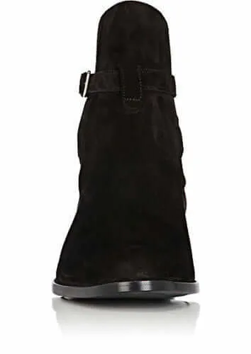 Handmade Black Jodhpurs Suede Ankle High Boots For Men's