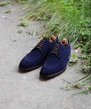 Handmade Men's Suede Blue Split Toe Shoes
