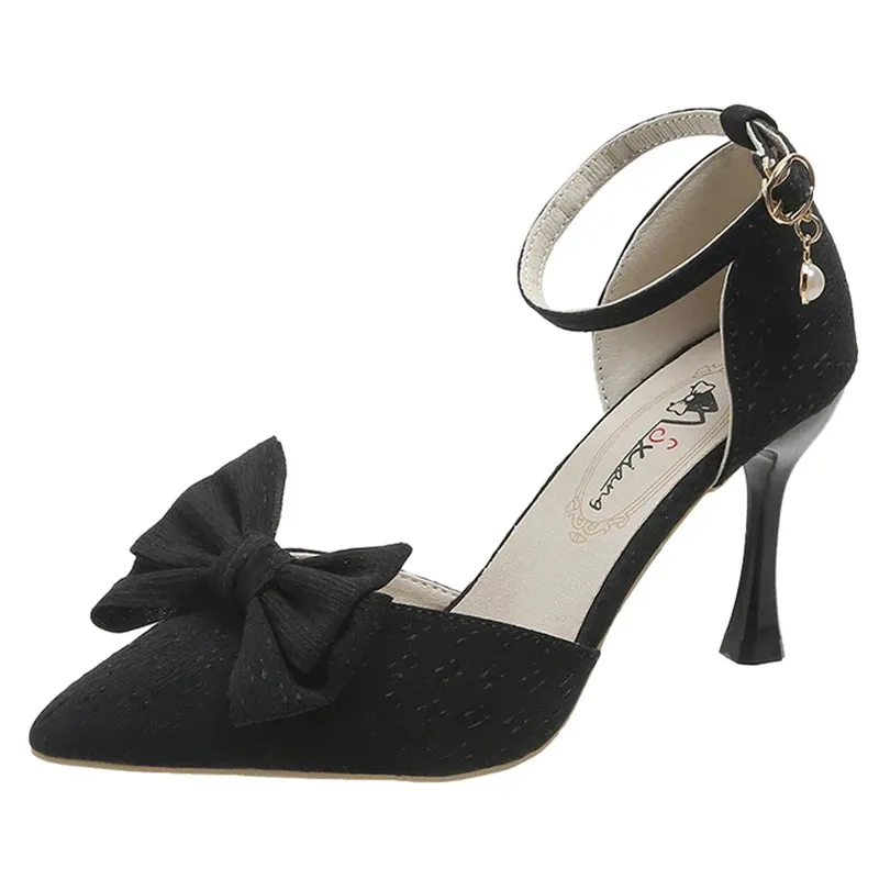 Hnzxzm Fashion Bowknot Ankle Strap Pumps Women New Silk Super High Heels Shoes Woman Sexy Thin Heeled Party Shoes Ladies