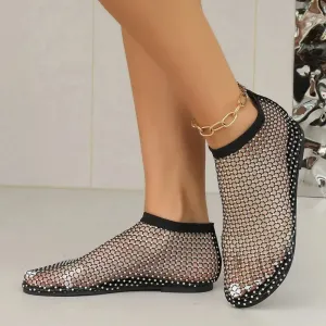 Hnzxzm Women's Sandals Boots 2024 Fashion Flat Shoes Mesh Casual Shoes Beach Low Heels Breathable Large Size 44 Free Shipping Offer