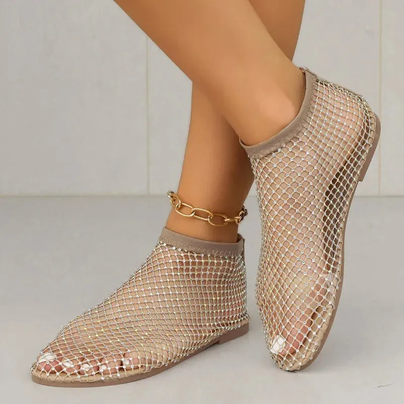 Hnzxzm Women's Sandals Boots 2024 Fashion Flat Shoes Mesh Casual Shoes Beach Low Heels Breathable Large Size 44 Free Shipping Offer