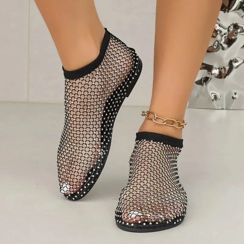 Hnzxzm Women's Sandals Boots 2024 Fashion Flat Shoes Mesh Casual Shoes Beach Low Heels Breathable Large Size 44 Free Shipping Offer