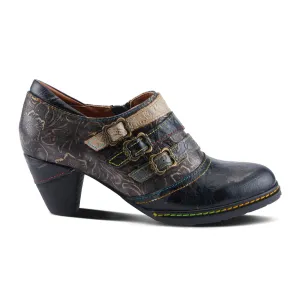 L'Artiste Graphic Heeled Ankle Boot (Women) - Black Metallic