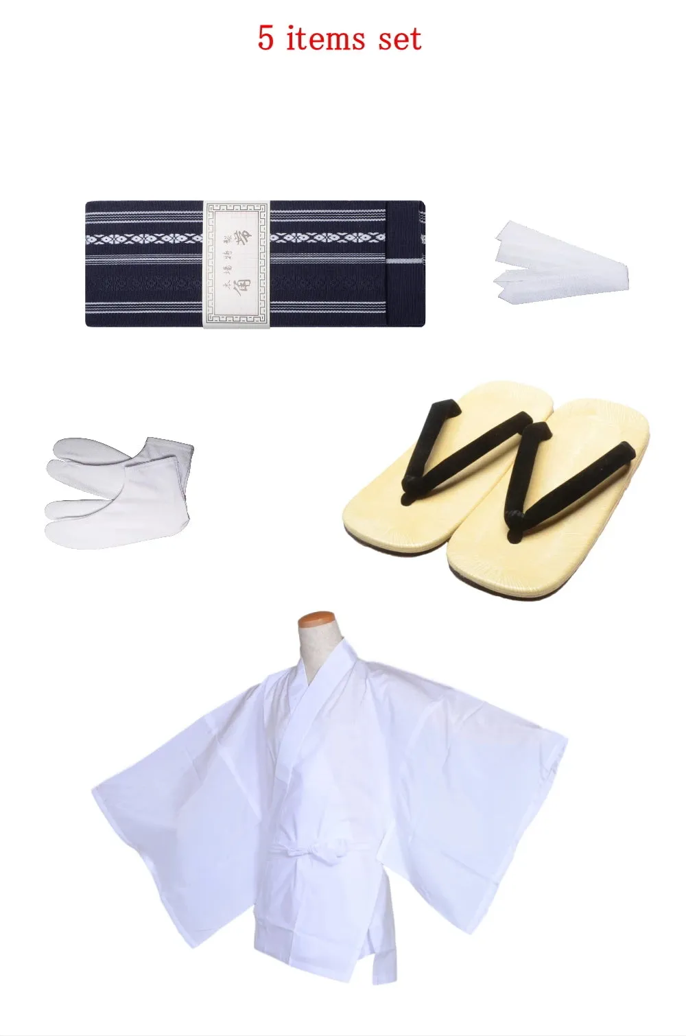 Men obi belt and Setta  sandals set : Blue