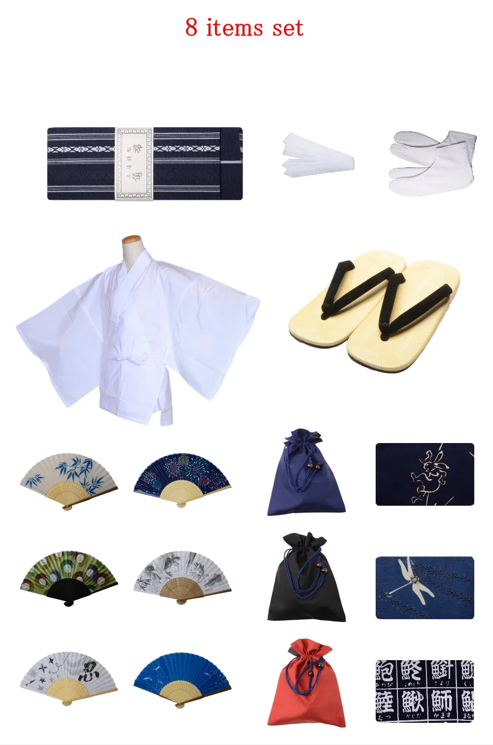 Men obi belt and Setta  sandals set : Blue