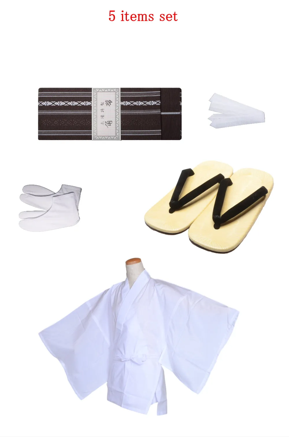 Men obi belt and Setta  sandals set : Brown