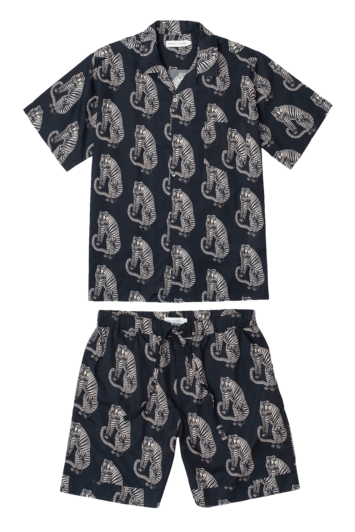 Men’s Cuban Pyjama Set Tiger Print Black/Cream