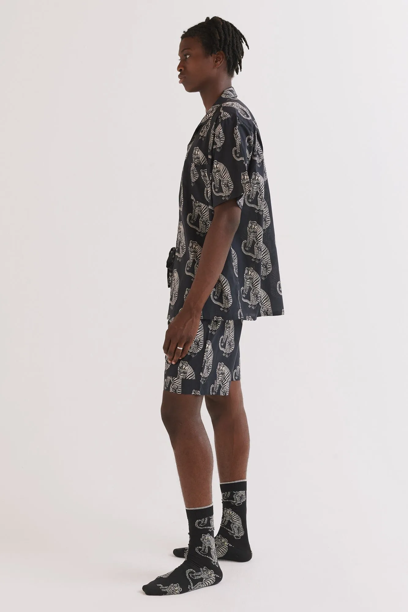 Men’s Cuban Pyjama Set Tiger Print Black/Cream