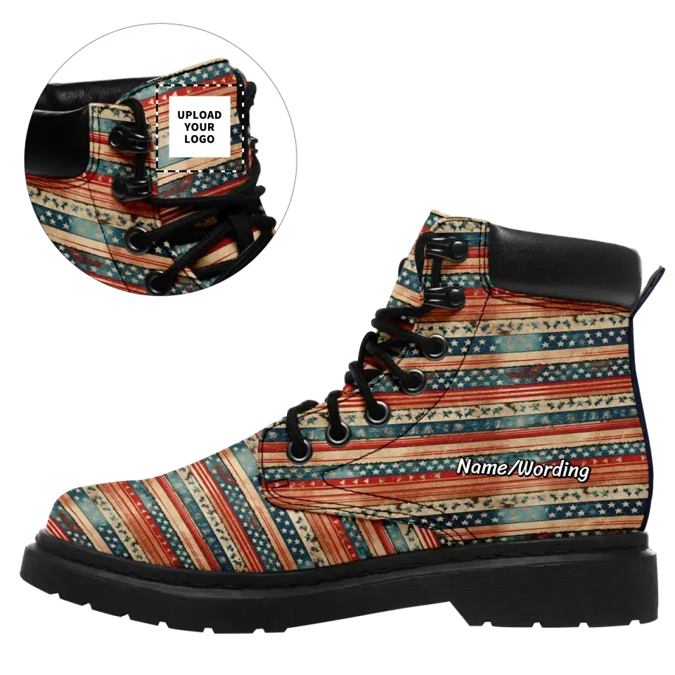 Personalized Flag Boots, Custom USA-Theme Boots, America Patriotic Boots,1921-23020125