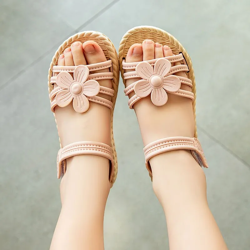 Soft Bottom Flowers Design Cute Sandals for Girls