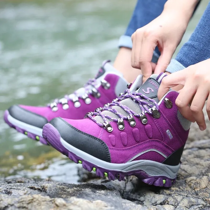 Women Outdoor Hiking Mountain Shoes Camping Climb Footwear Outdoor Walking Trainers Anti-slip Sneakers - WHS50179