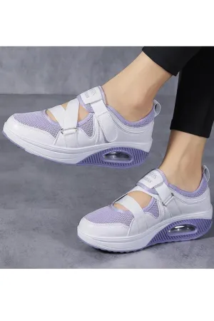 Women Summer Lightweight Solid Pattern Velcro Closure Running Soft Sneaker Shoes - WSA75080