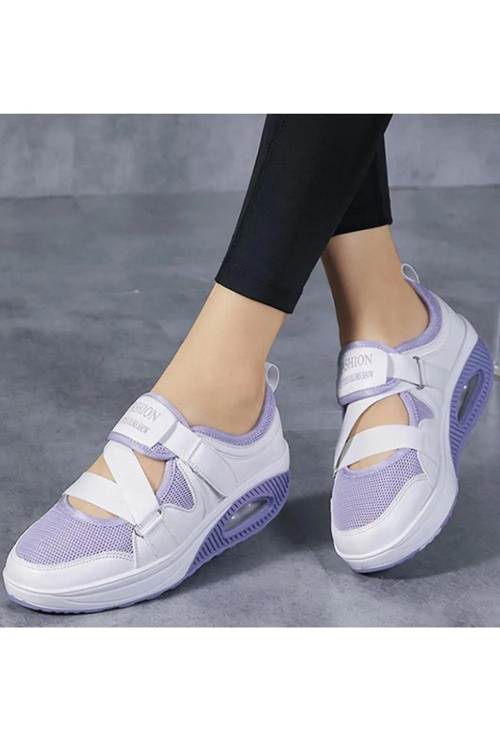 Women Summer Lightweight Solid Pattern Velcro Closure Running Soft Sneaker Shoes - WSA75080