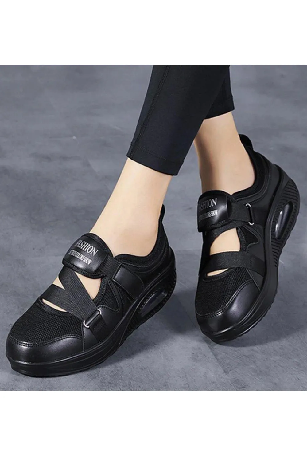 Women Summer Lightweight Solid Pattern Velcro Closure Running Soft Sneaker Shoes - WSA75080